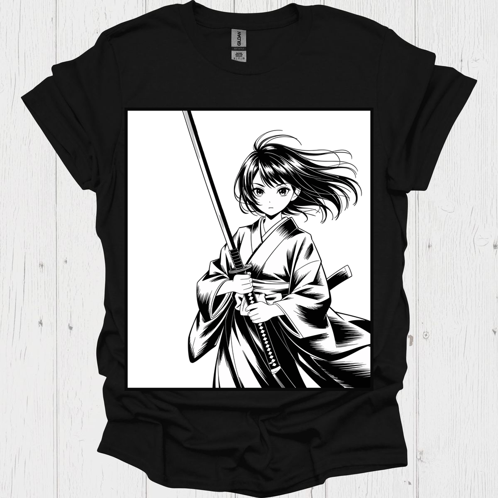 Female Anime Unisex T Shirt Graphic V3 - Black