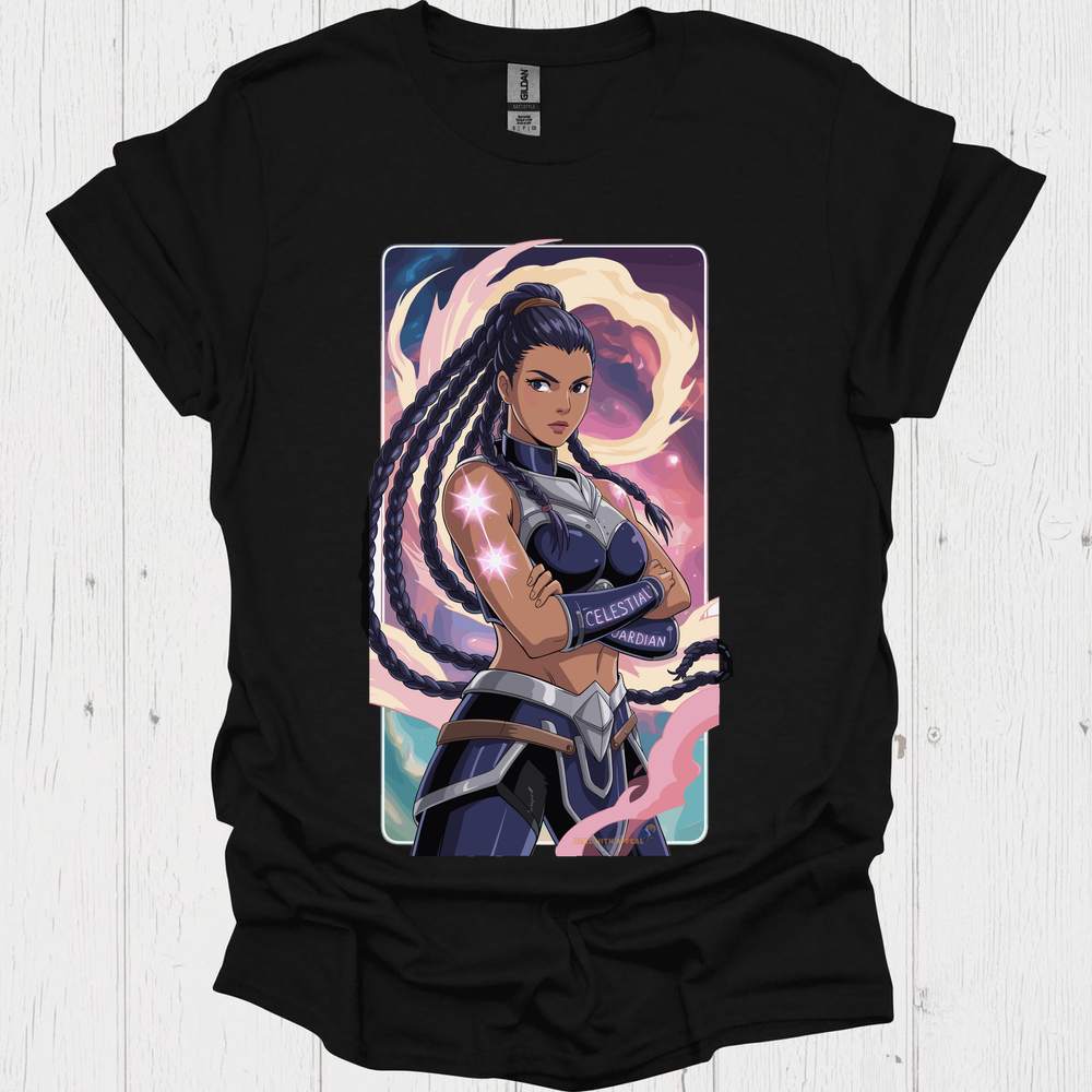 Female Warrior Anime Style T Shirt V5 - Black