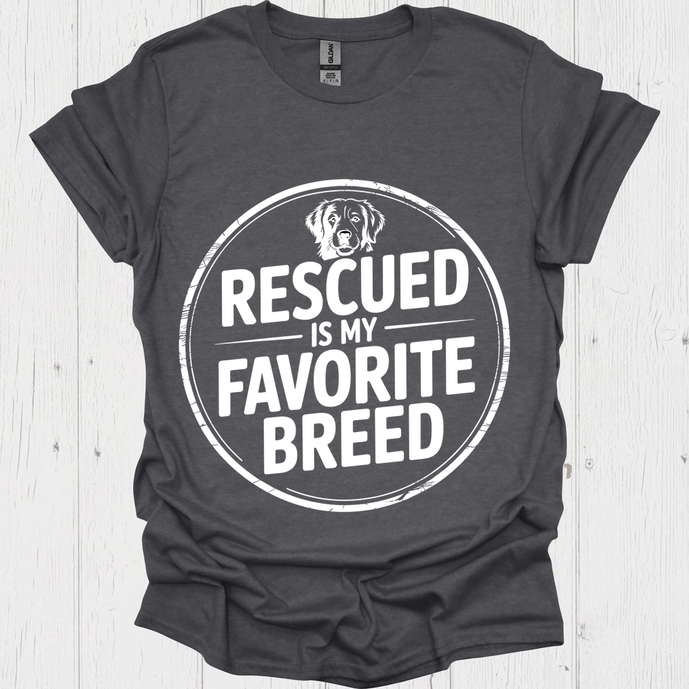 Rescued Is My Favoite Breed V7b - Dark Heather