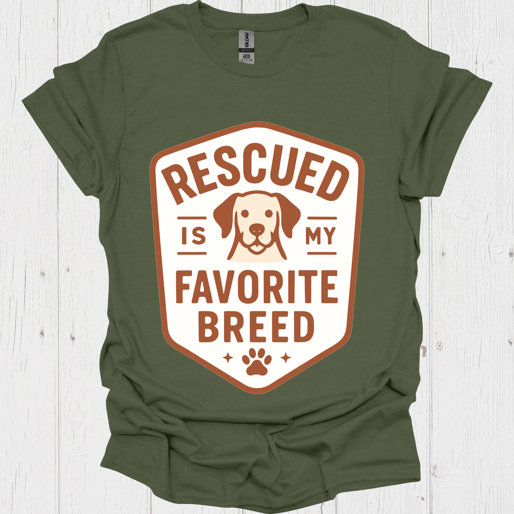 Rescued Is My Favoite Breed V5 - Heather Military Green