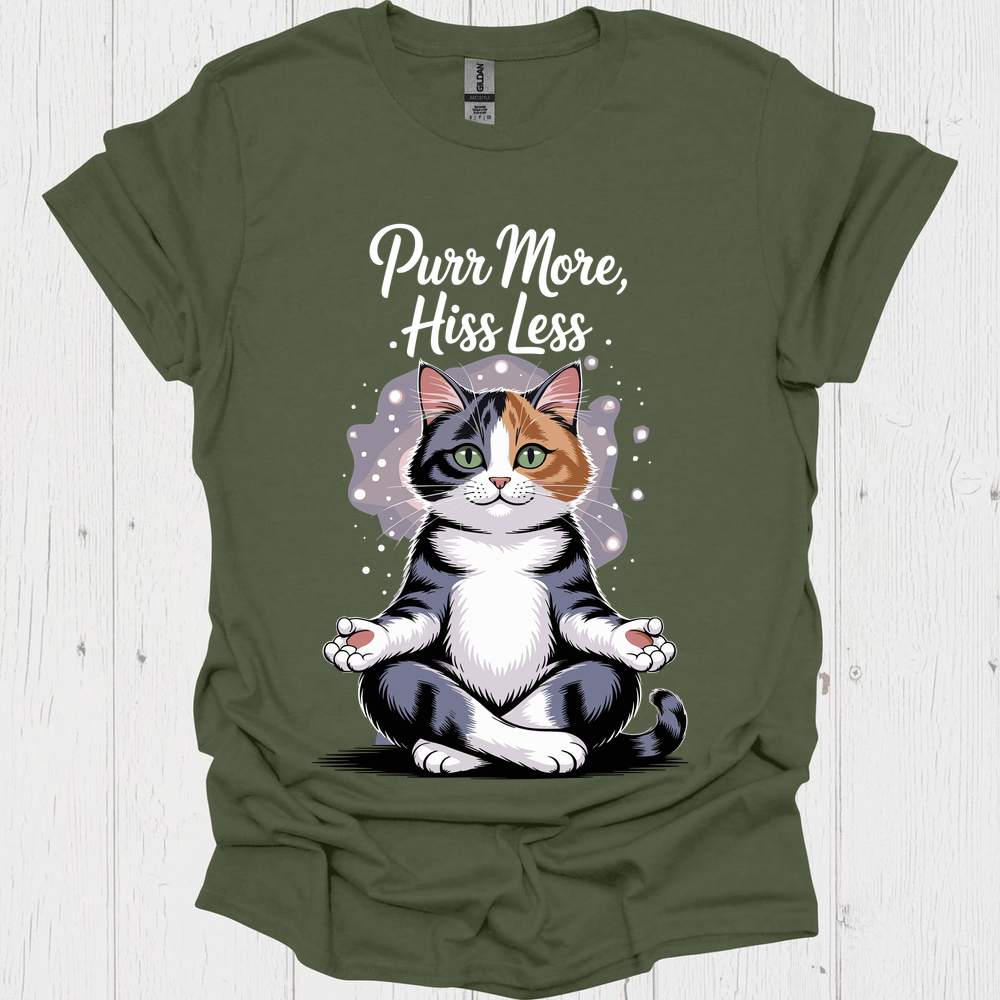 Purr More Hiss Less B - Heather Military Green