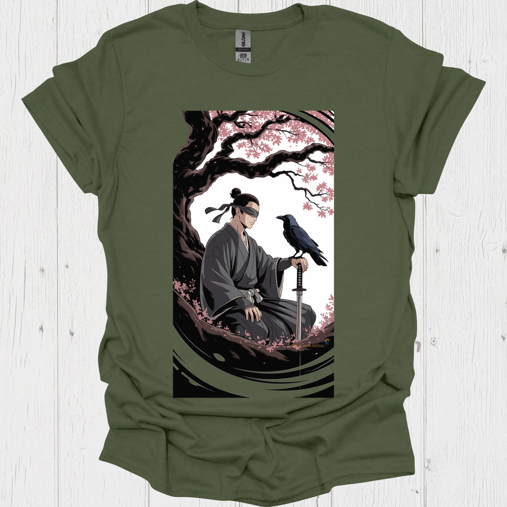 Anime Warrior T Shirt V7 - Heather Military Green