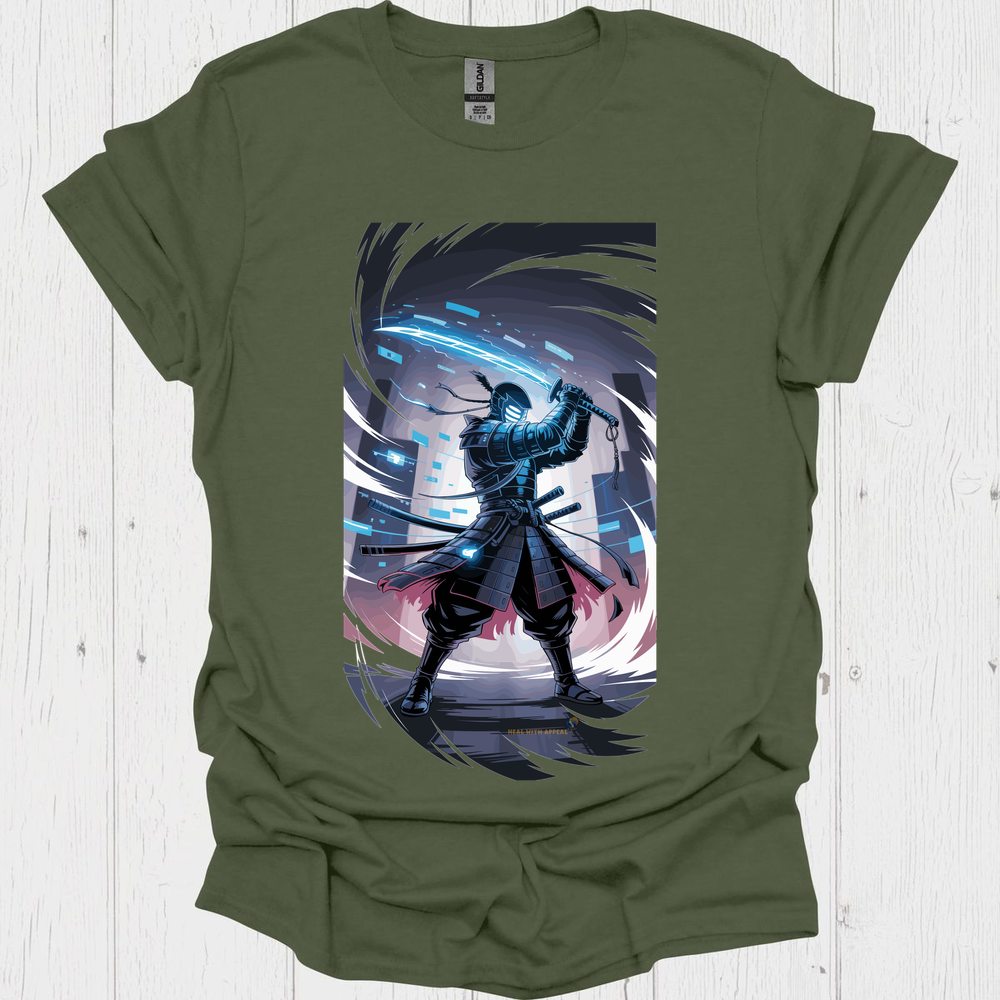 Anime Warrior T Shirt V11 - Heather Military Green