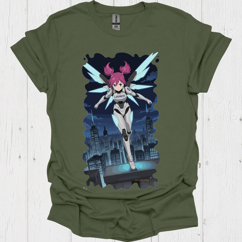 Punk Anime Unisex T Shirt V6 - Heather Military Green