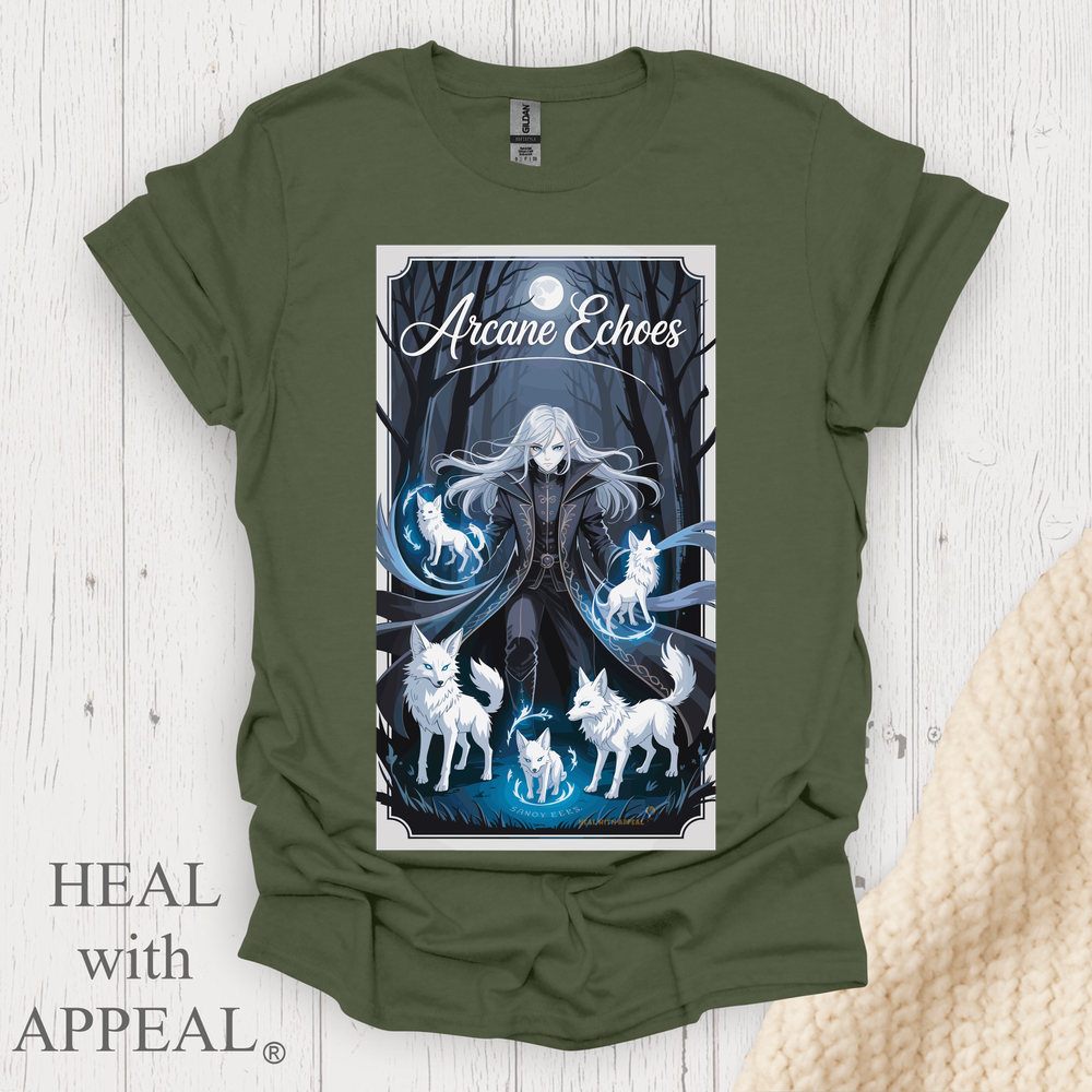 Dark Female Anime T Shirt V1 - Heather Military Green