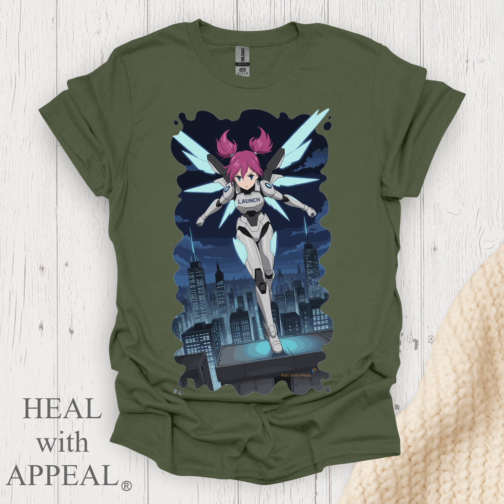 Punk Anime Unisex T Shirt V6 - Heather Military Green