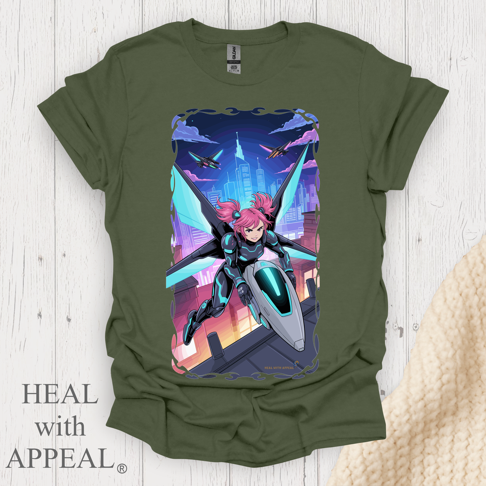 Punk Anime Unisex T Shirt V7 - Heather Military Green