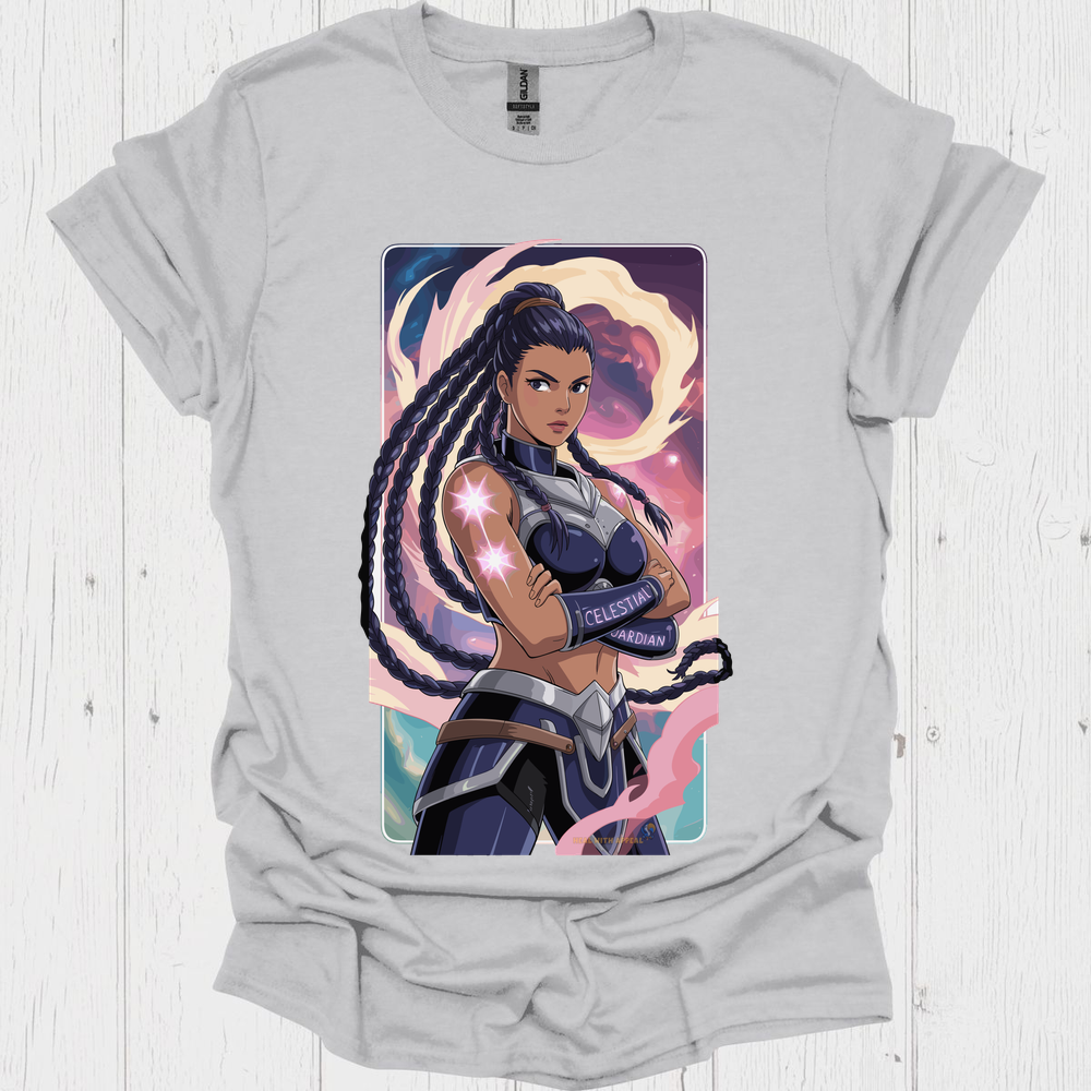 Female Warrior Anime Style T Shirt V5 - Ice Grey