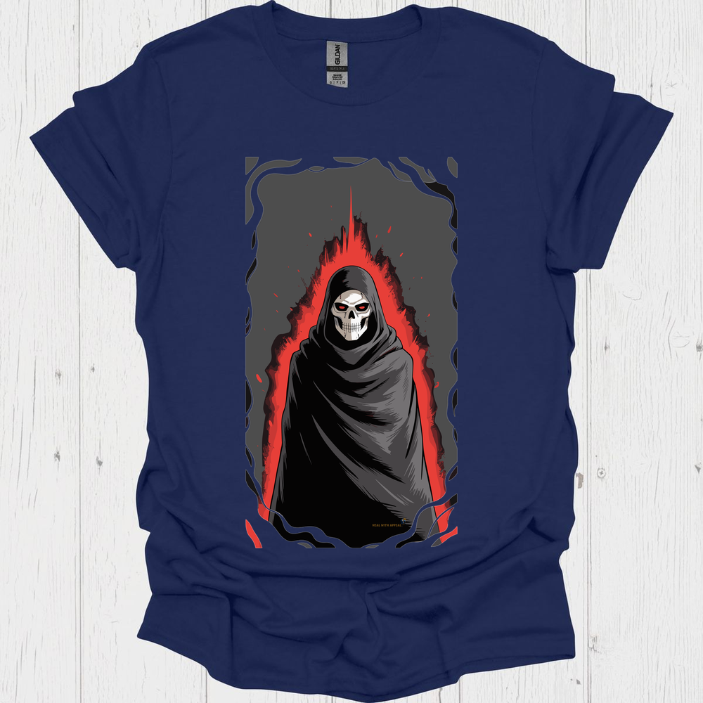 Dark Anime Mage Anime T Shirt Graphic V1b - Navy