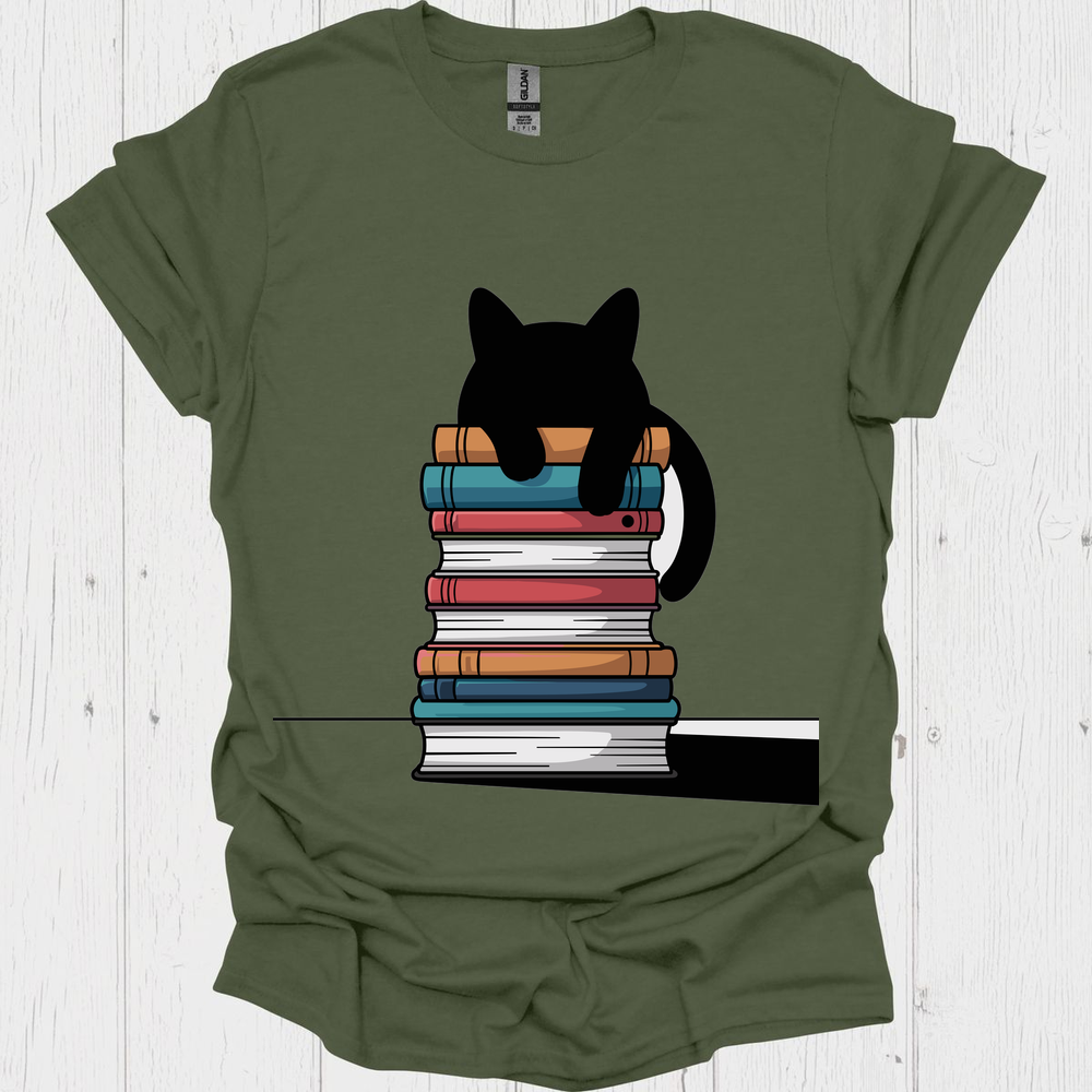 Cat On Books 1 Pet Lover T-Shirt