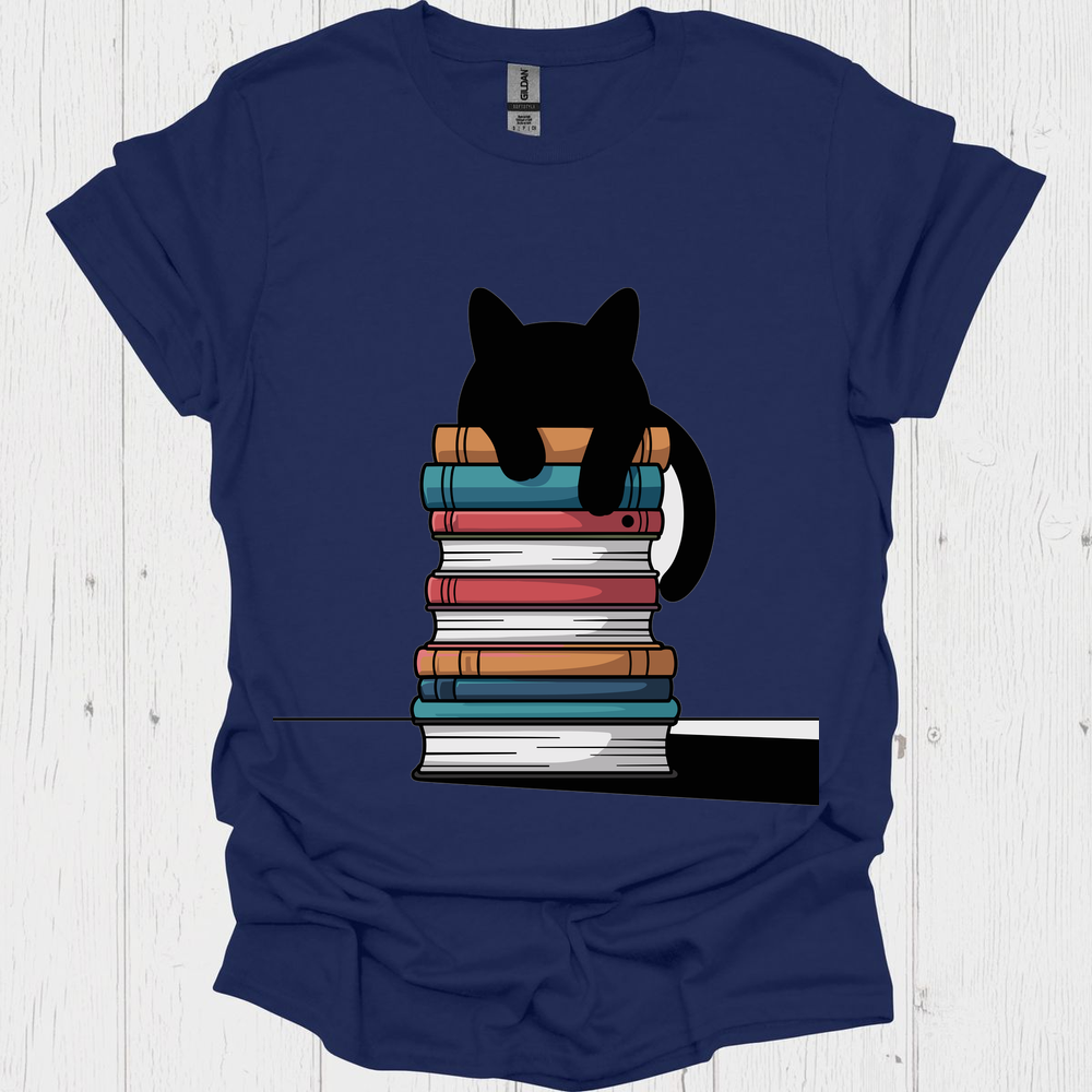 Cat On Books 1 Pet Lover T-Shirt