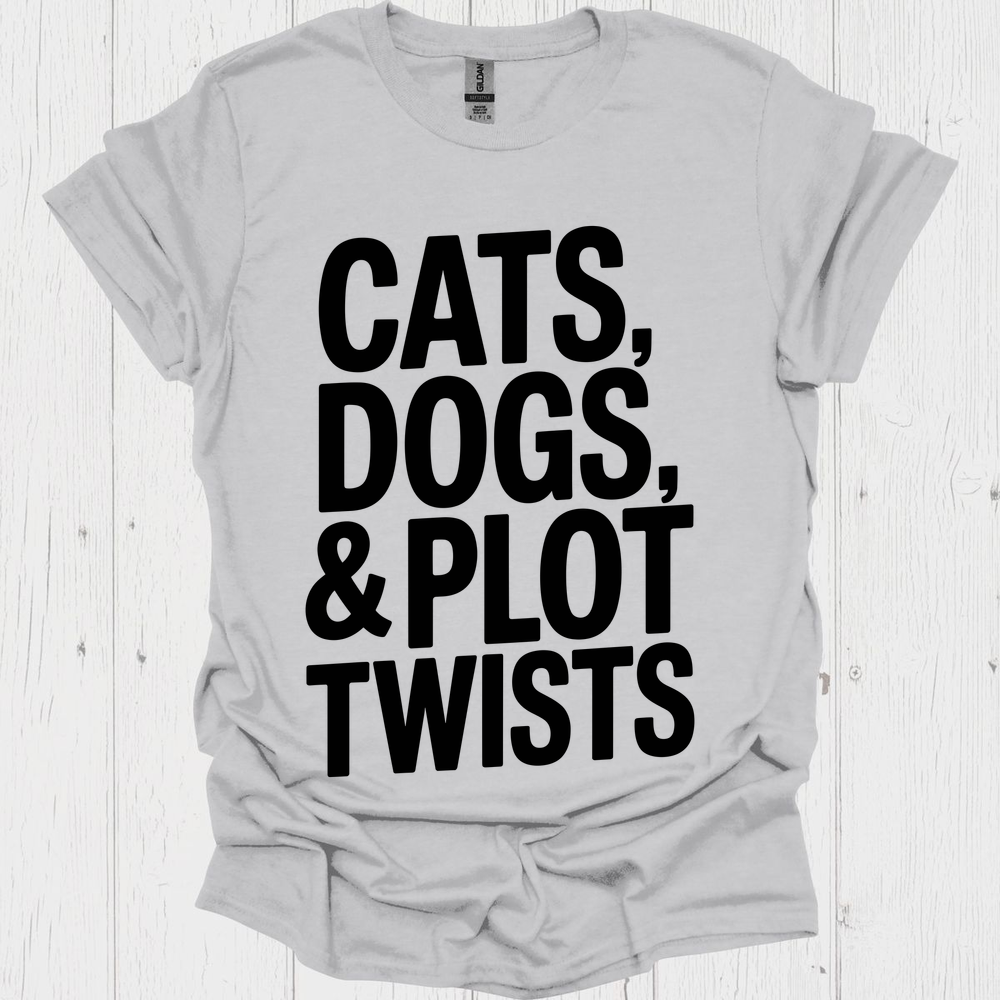 Cats Dogs And Plots 2b Pet Lover T-Shirt Book Lovers & Pet Lovers T-Shirt