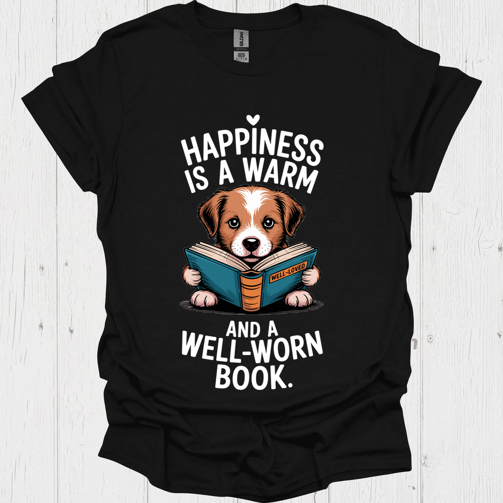 Happiness A Well Worn Book V1b Funnyy Pet Lovers T-Shirt