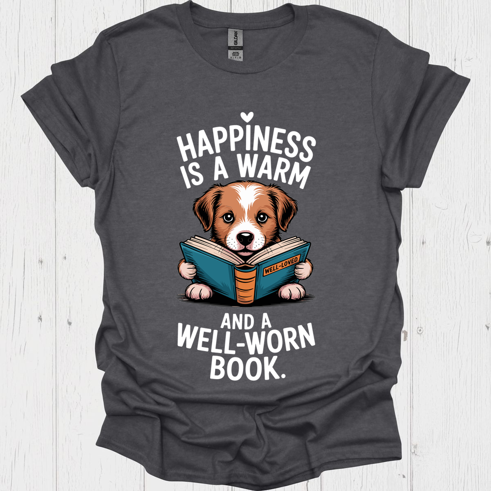 Happiness A Well Worn Book V1b Funnyy Pet Lovers T-Shirt