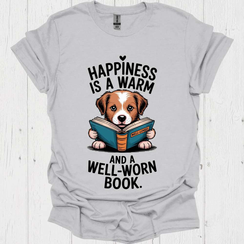 Happiness A Well Worn Book V1b Funnyy Pet Lovers T-Shirt