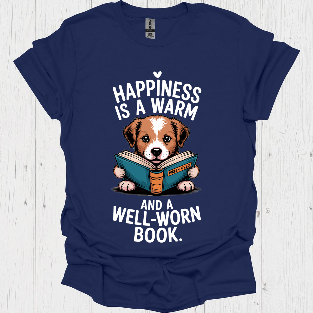 Happiness A Well Worn Book V1b Funnyy Pet Lovers T-Shirt