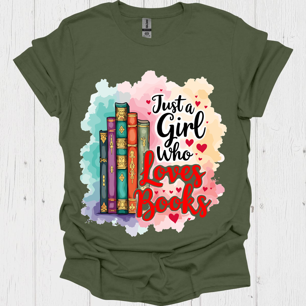 Just A Girl Who Loves Books V1, funny book lover t-shirt for women