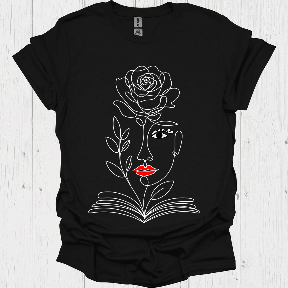 Line Art Floral Book V2b Book Lover T-Shirt