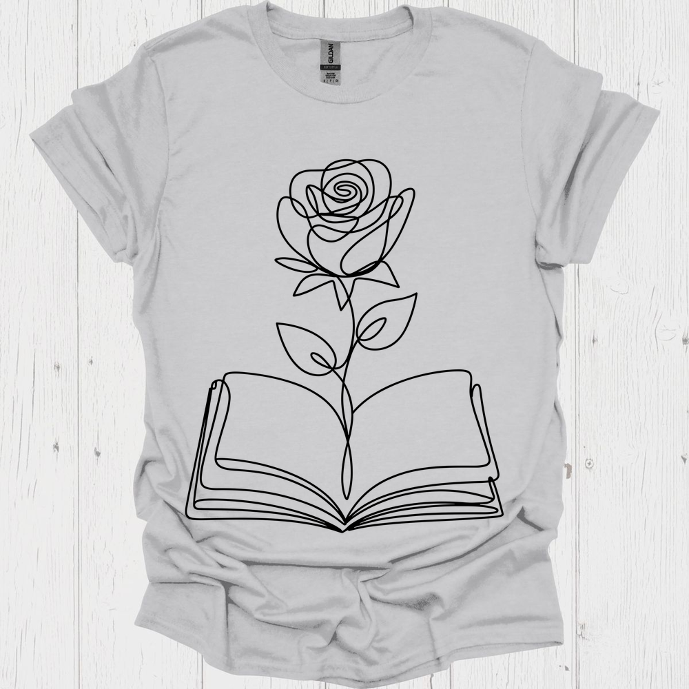 Line Art Floral Book V5b Book Lover T-Shirt