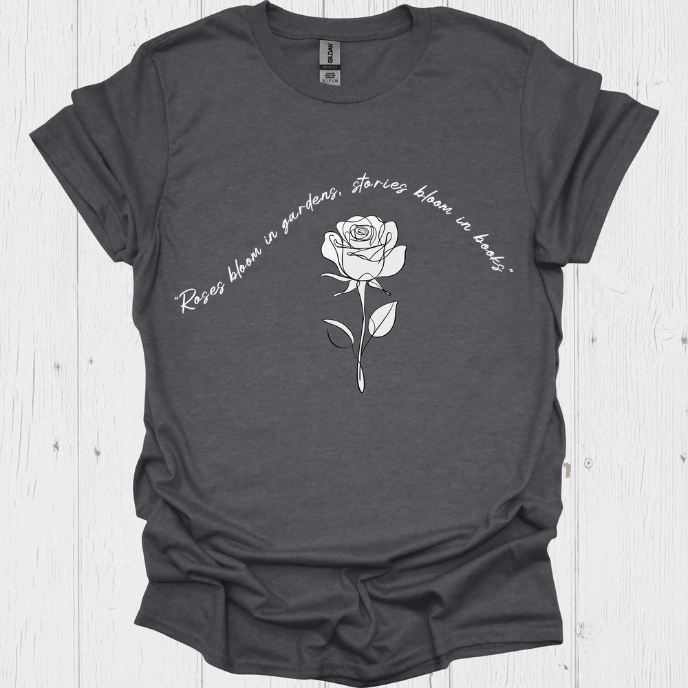 Line Art Floral Book V6b Book Lover T-Shirt