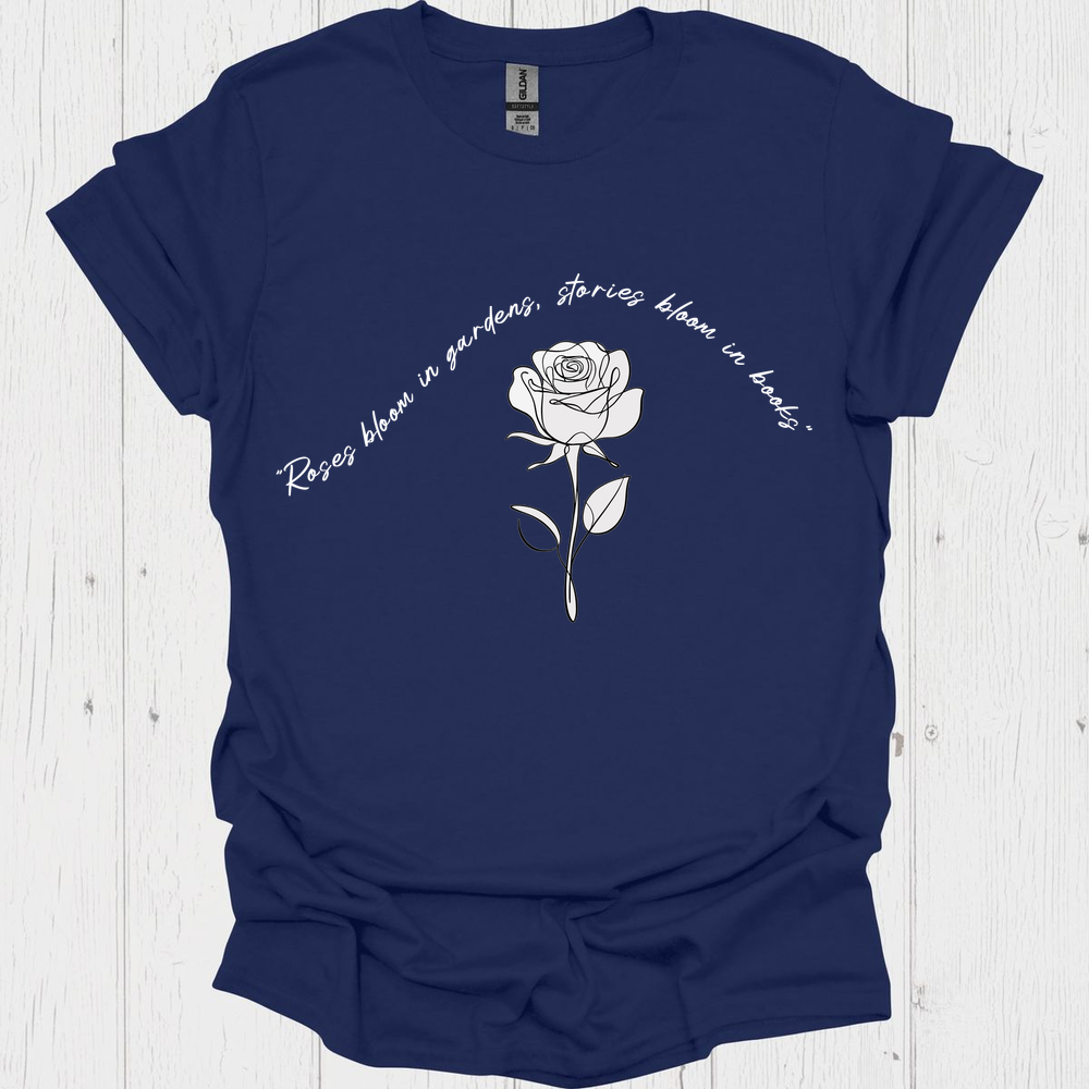 Line Art Floral Book V6b Book Lover T-Shirt