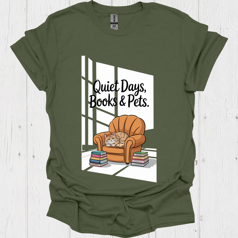 Quiet Days Books N Pets 3 Pet Lover T-Shirt