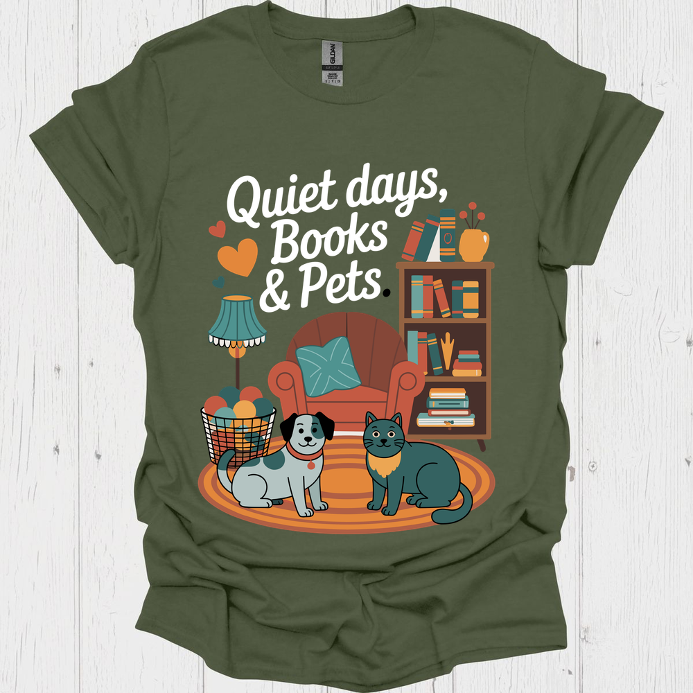 Quiet Days Books N Pets 4b Pet Lover T-Shirt