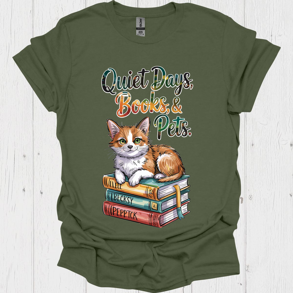 Quiet Days Books N Pets 5 Pet Lover T-Shirt