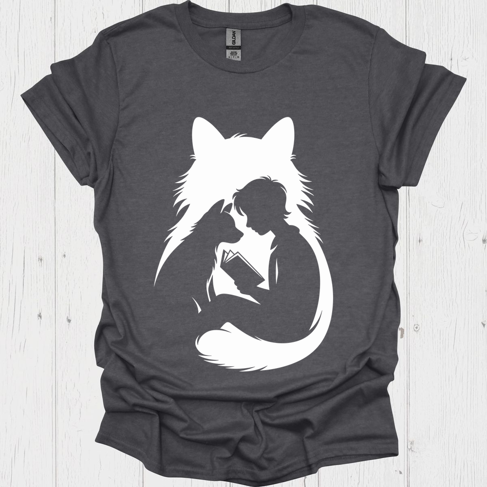 Silhoutte Reader Cat N Dog V1, Pet Lovers T-Shirt