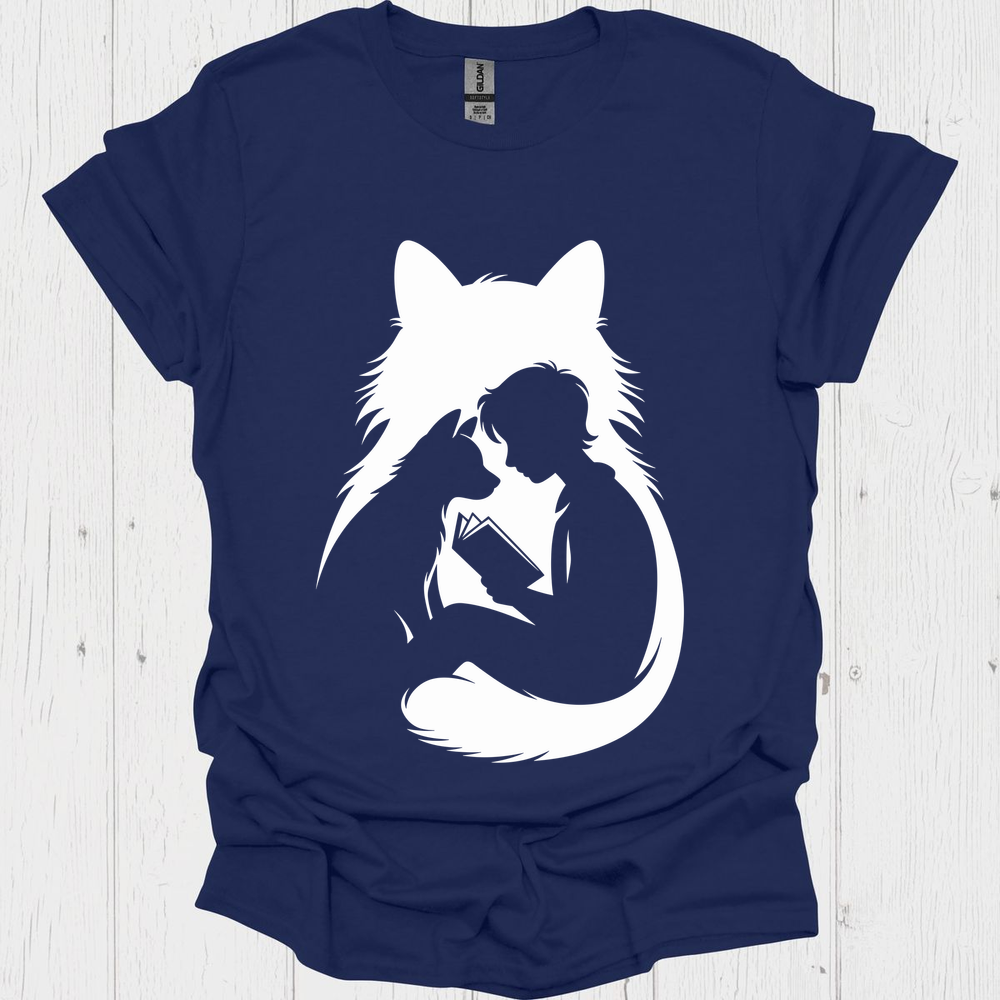 Silhoutte Reader Cat N Dog V1, Pet Lovers T-Shirt