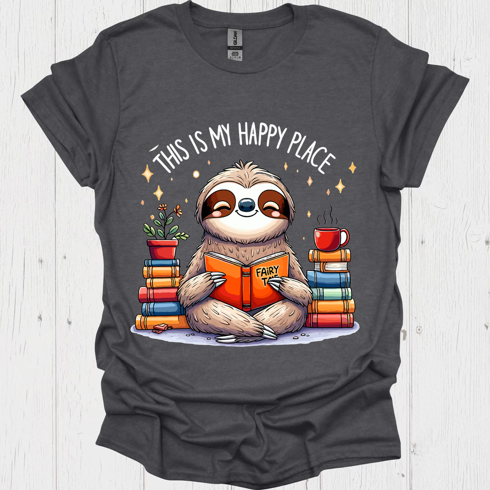 This Is My Happy Place Sloth Reading Book Lover Design