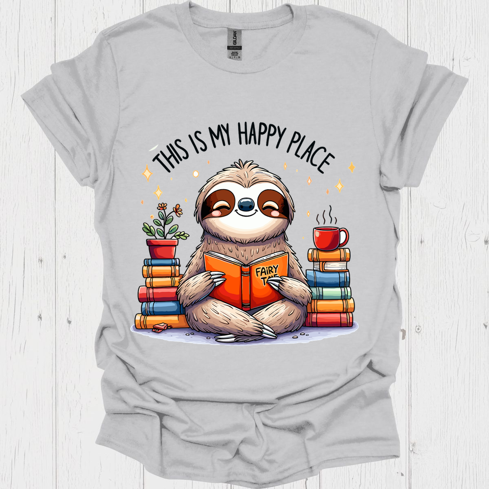 This Is My Happy Place Sloth Reading Book Lover Design