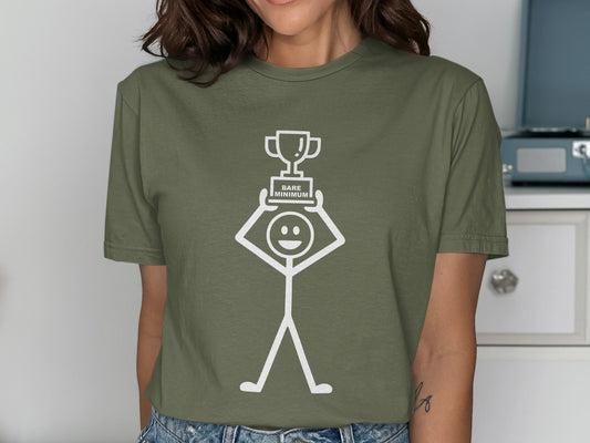 Bare Minimum Trophy Stick Figure Graphic Tee