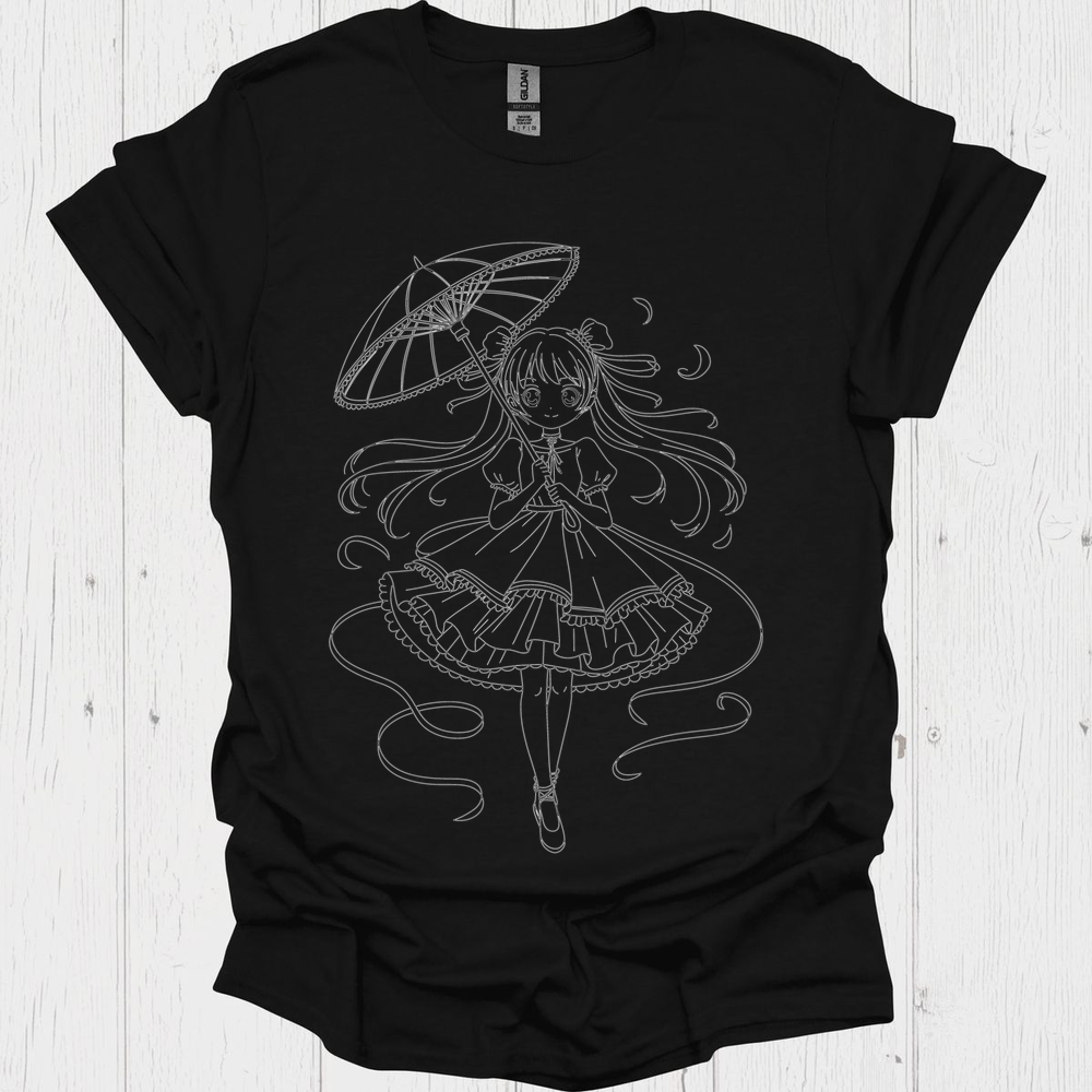 Female Anime Unisex T Shirt Graphic V1b - Black