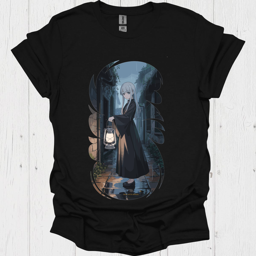 Ghostly Anime Girl T Shirt V3 - Black