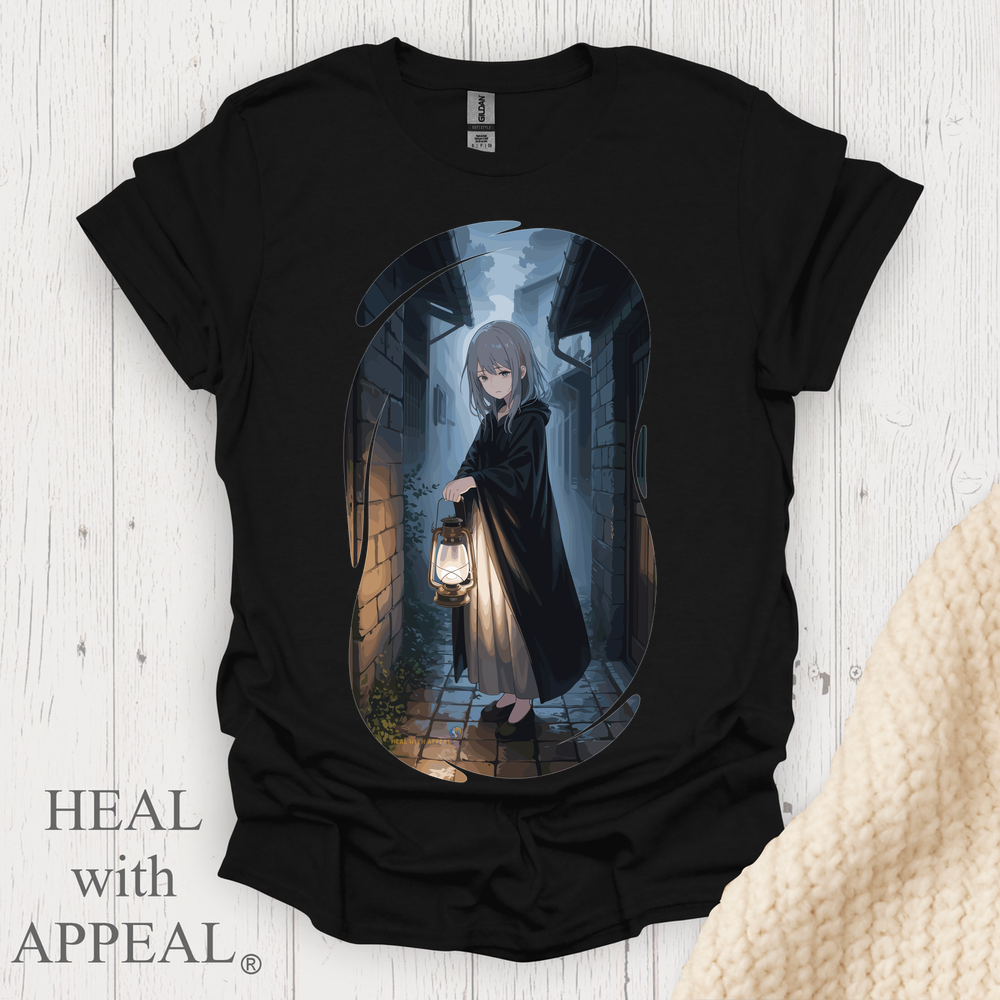 Ghostly Anime Girl T Shirt V2 - Black