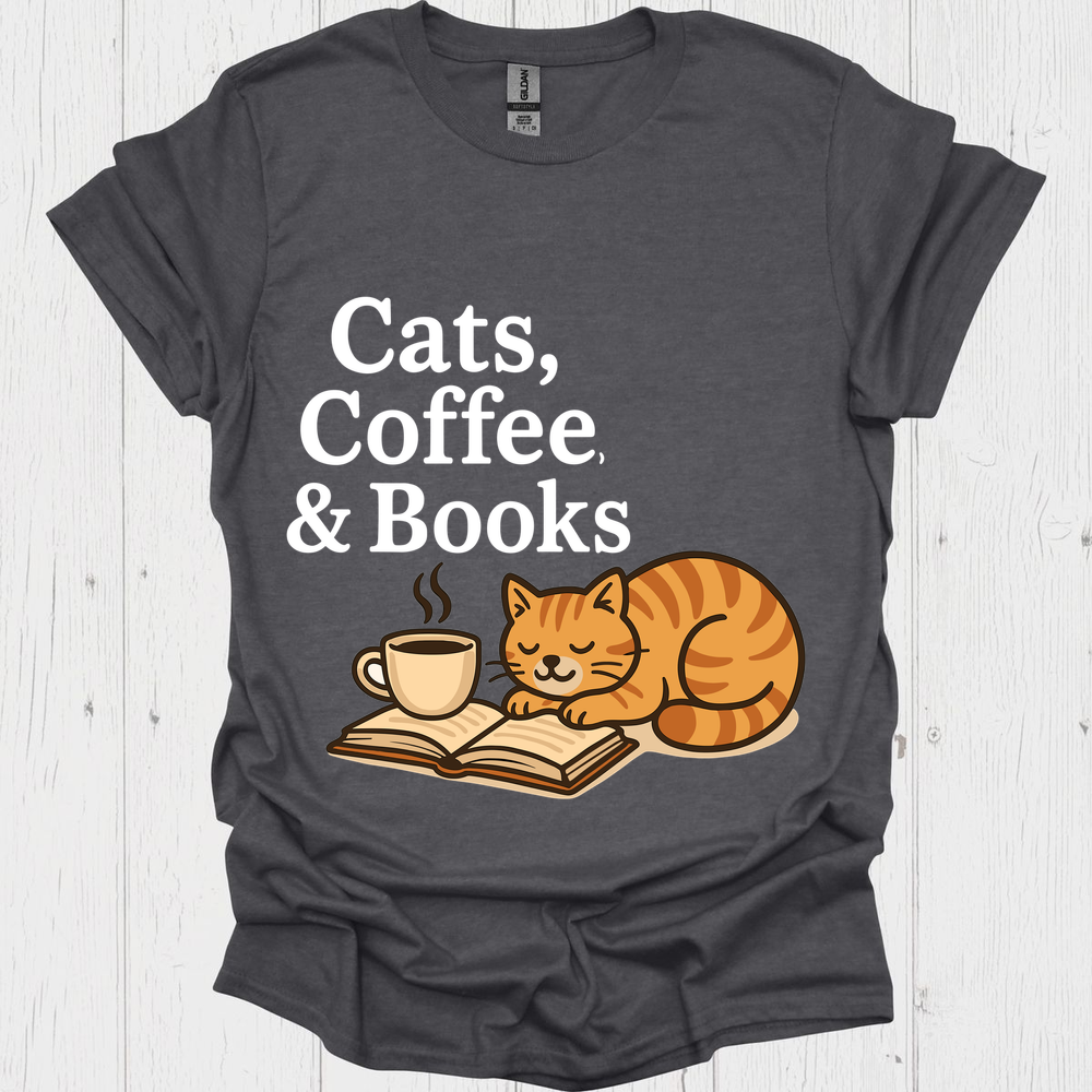Cats Coffee Books B - Dark Heather