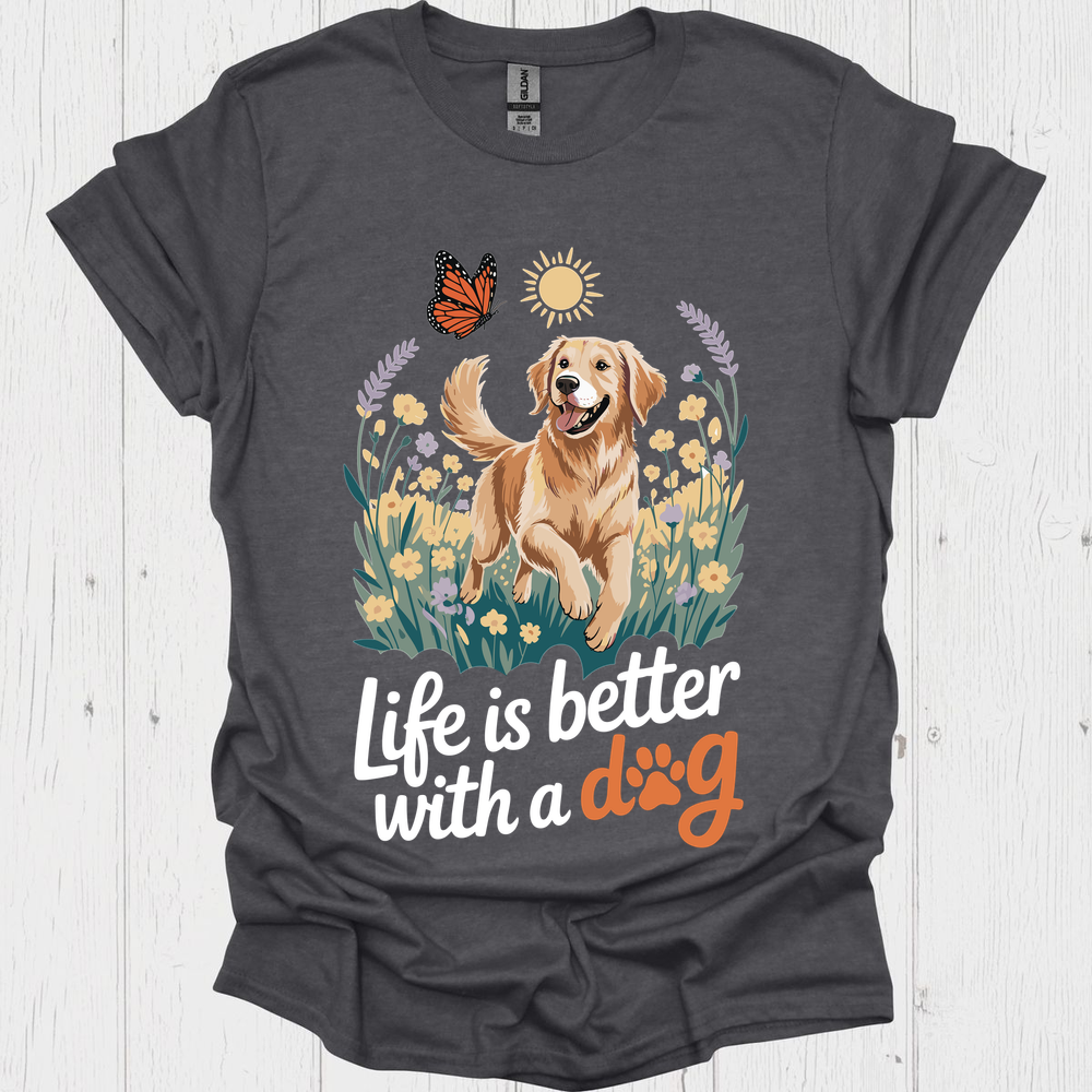 Life Better With A Dog V2b - Dark Heather
