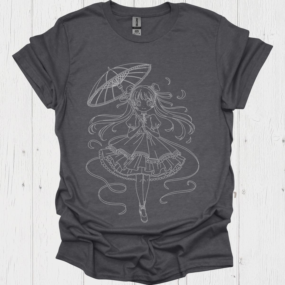 Female Anime Unisex T Shirt Graphic V1b - Dark Heather