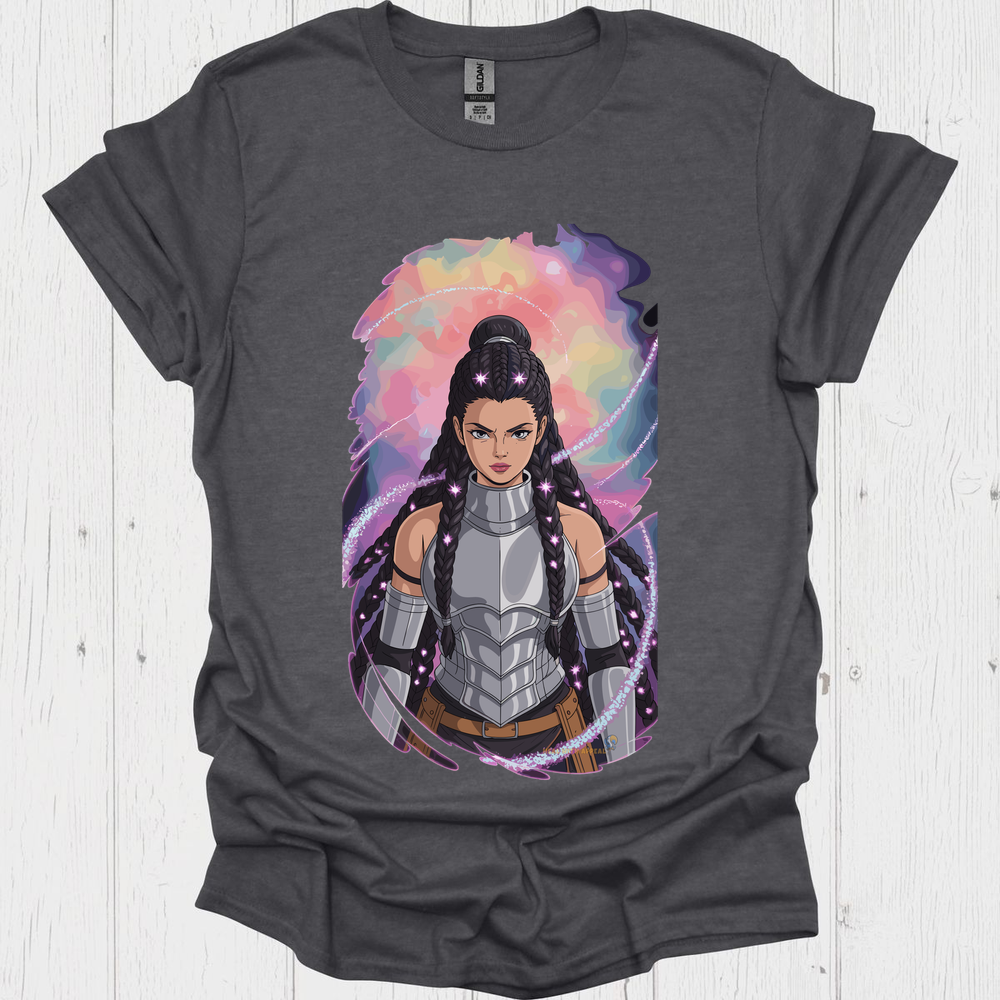Female Warrior Anime Style T Shirt V4 - Dark Heather