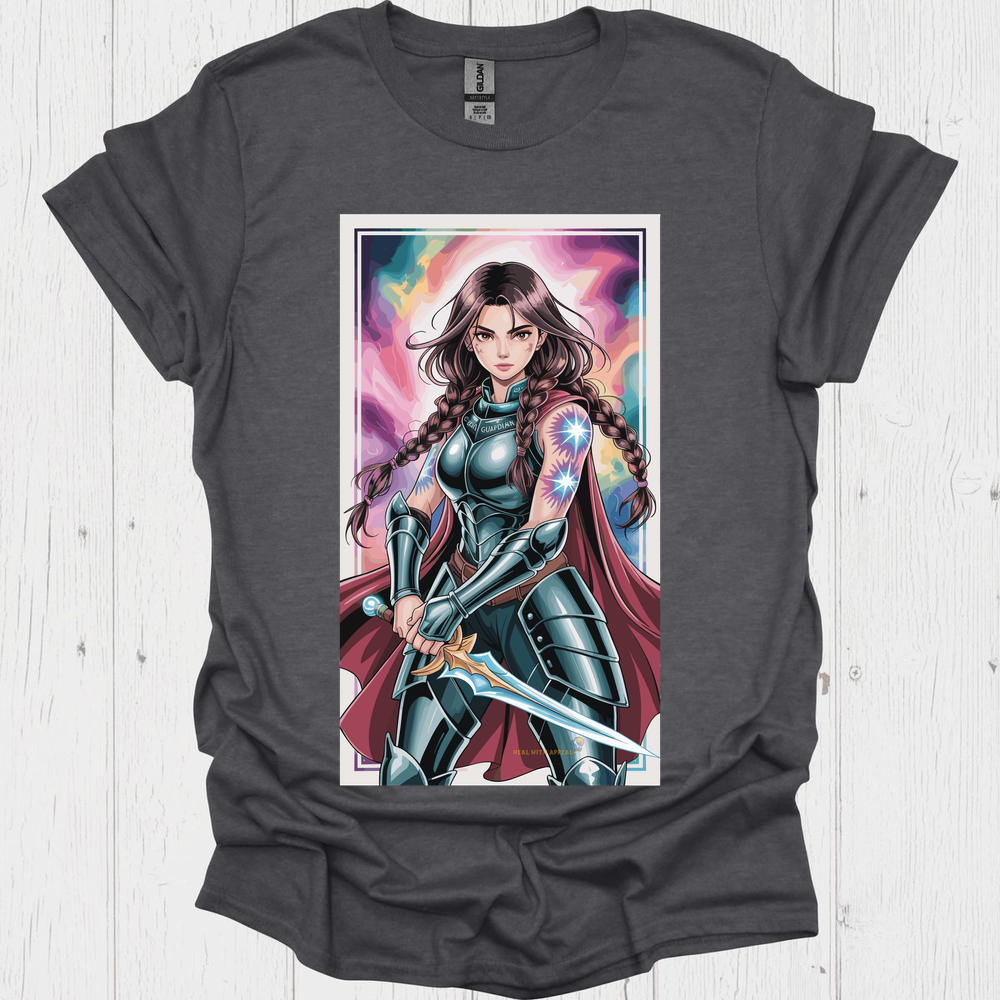Female Warrior Anime Style T Shirt V6 - Dark Heather