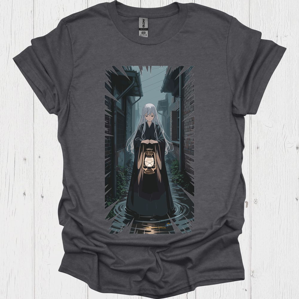 Ghostly Anime Girl T Shirt V1 - Dark Heather