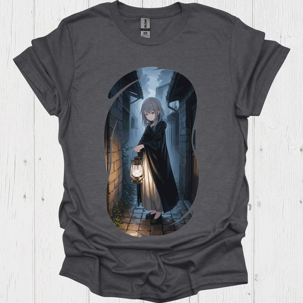 Ghostly Anime Girl T Shirt V2 - Dark Heather