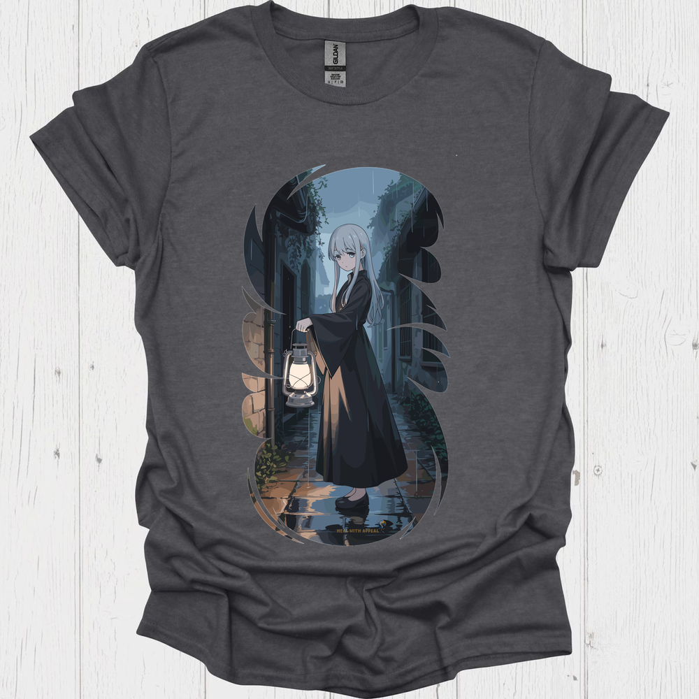 Ghostly Anime Girl T Shirt V3 - Dark Heather