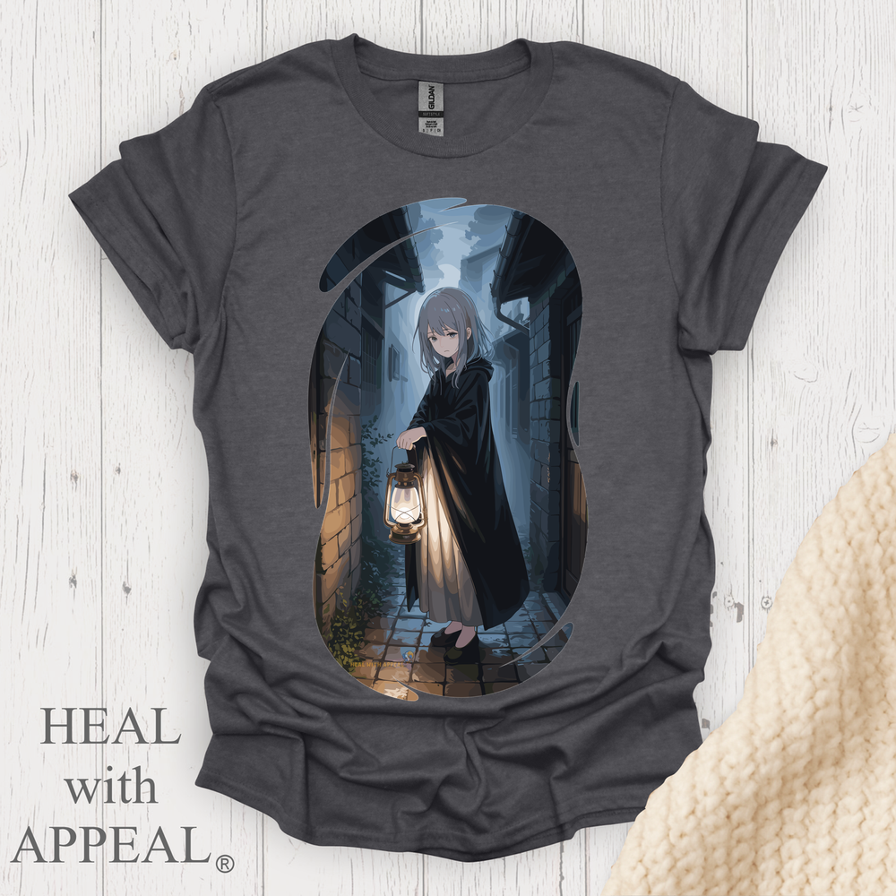 Ghostly Anime Girl T Shirt V2 - Dark Heather