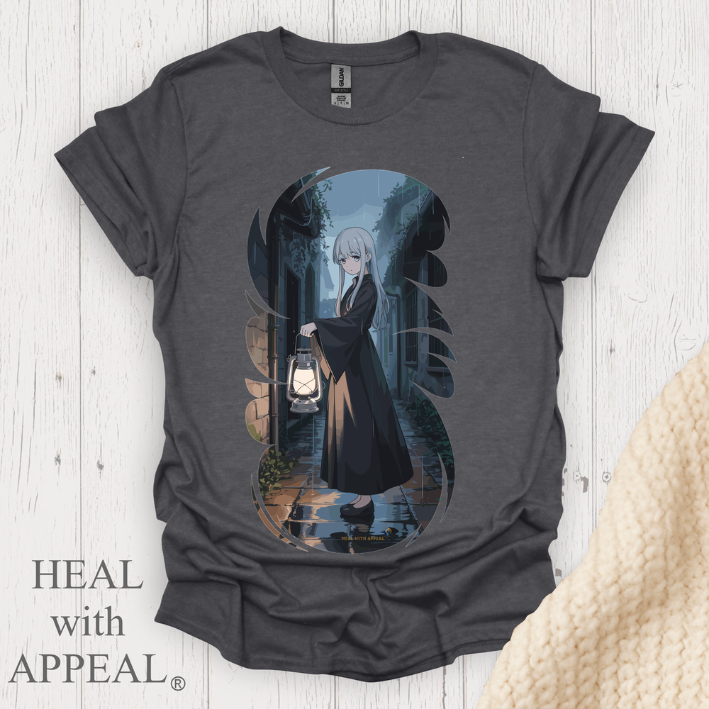 Ghostly Anime Girl T Shirt V3 - Dark Heather