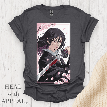 Female Warrior Samurai Girl Anime Style T Shirt V2 - Dark Heather
