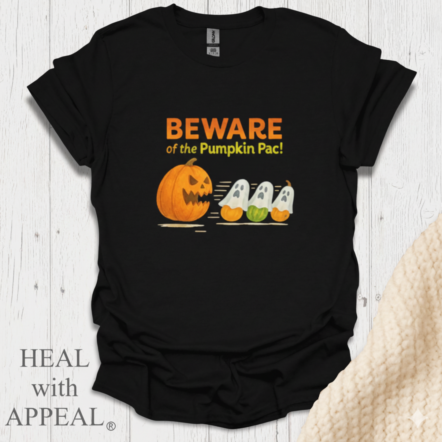 Pumpkin Halloween T-shirt, Beware of the Pumpkin Pac Shirt, Spooky Halloween Tee