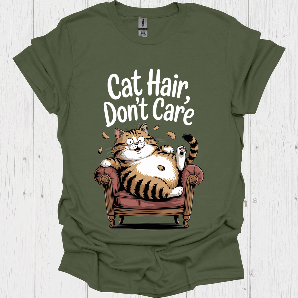 Cat Hair Dont Care V2b - Heather Military Green