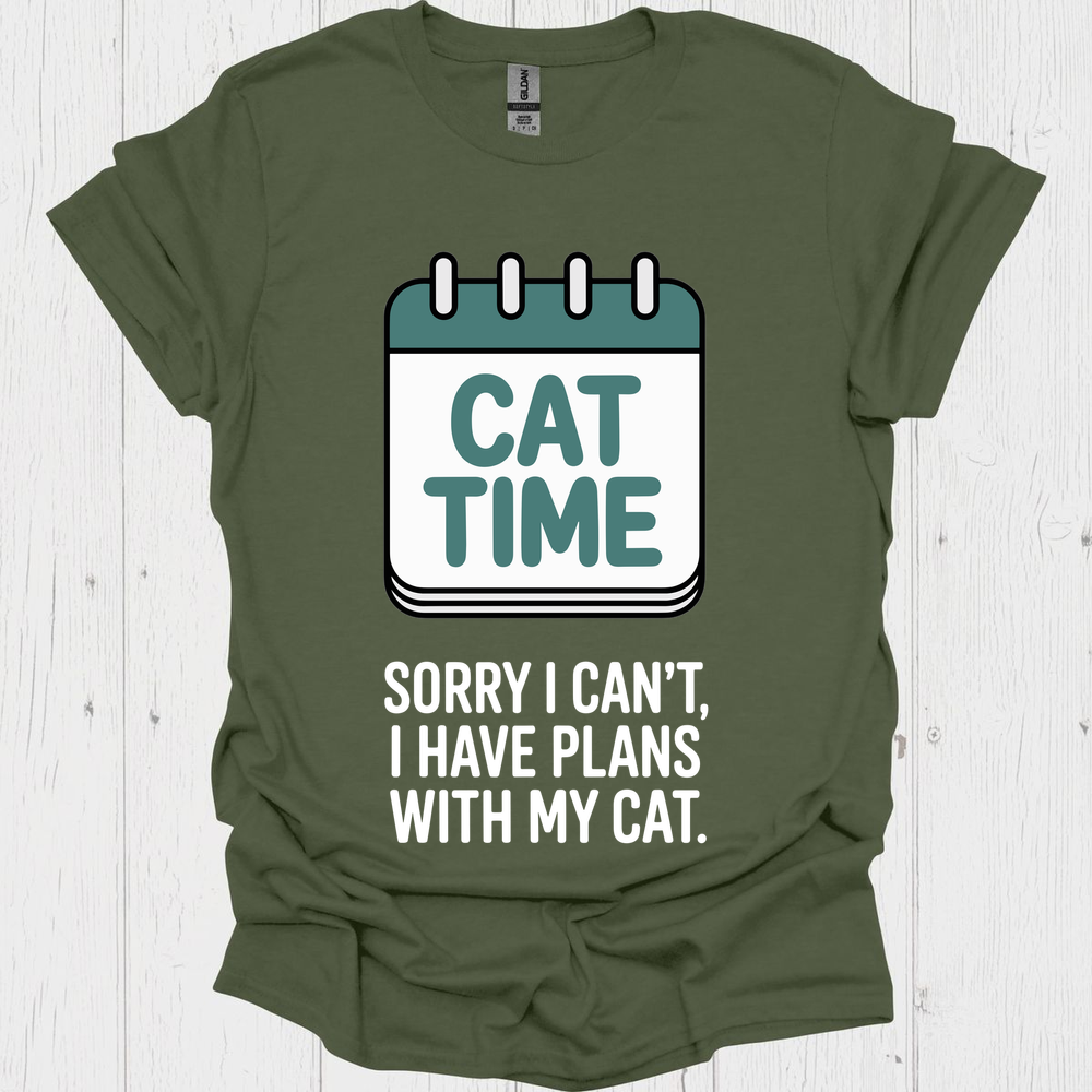 Cat Time Have Plans B - Heather Military Green